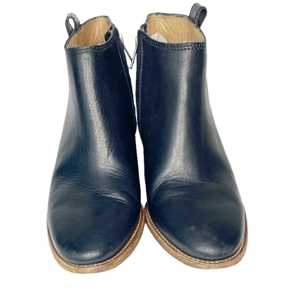 Madewell Black Leather Billie Ankle Boot Size 7.5 stack wood heel - Picture 4 of 12